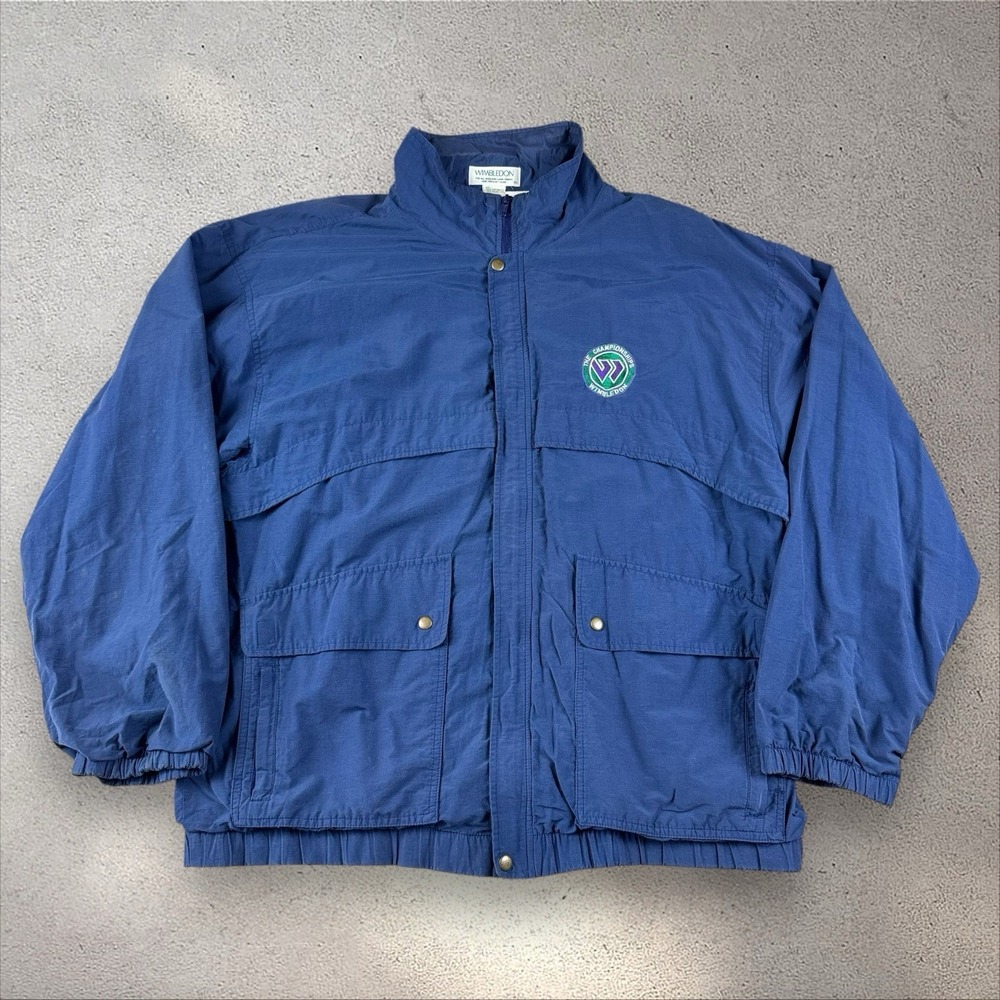 Vintage Wimbledon Tennis Windbreaker Men's XL‎ Navy Full Zip Jacket